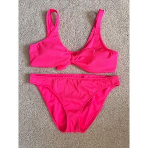 Hollister Swim Neon Pink Ribbed Two Piece Bikini Barbiecore